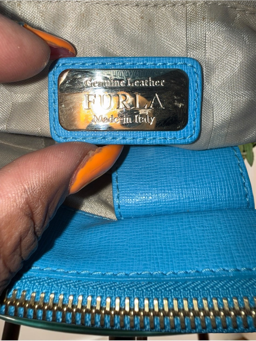 LOW START Furla Linda Medium Saffiano Leather Tote Bag – Cerulean Blue Like New - Picture 11 of 15